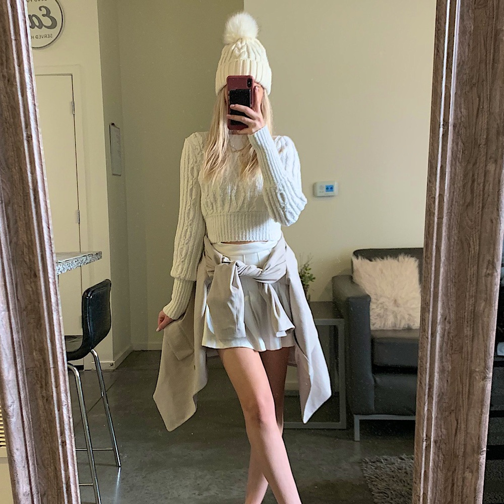 Off-white Chloe Cable Knit Crop Sweater